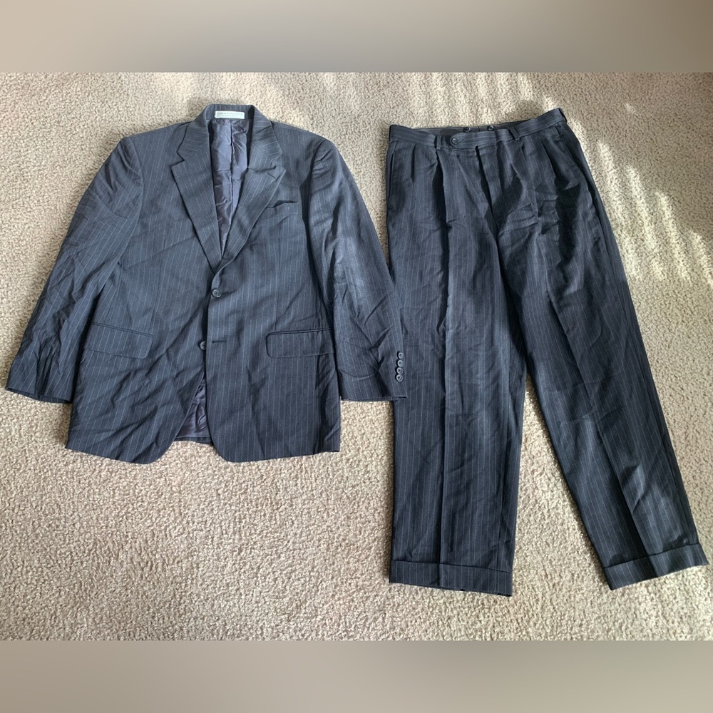 John W Nordstrom Gray Strip Mens Suit